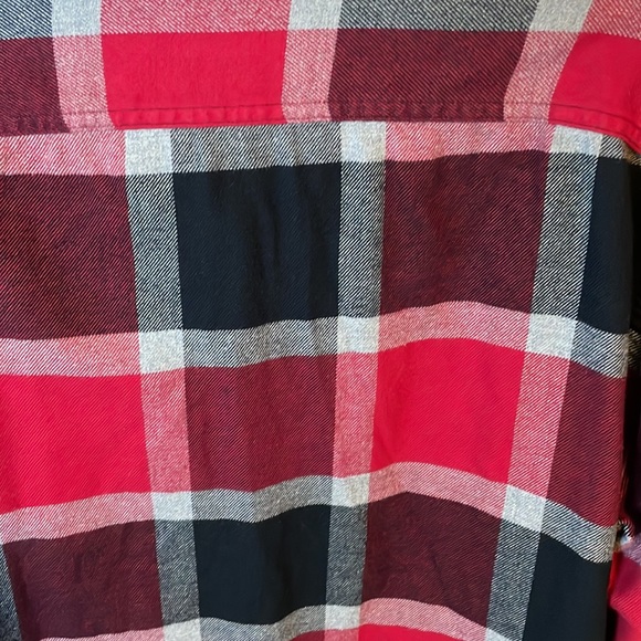 Men’s express red/navy button down casual flannel large - Picture 6 of 8
